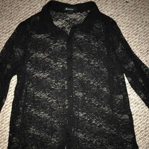 Black mesh long sleeve Forever 21 shirt